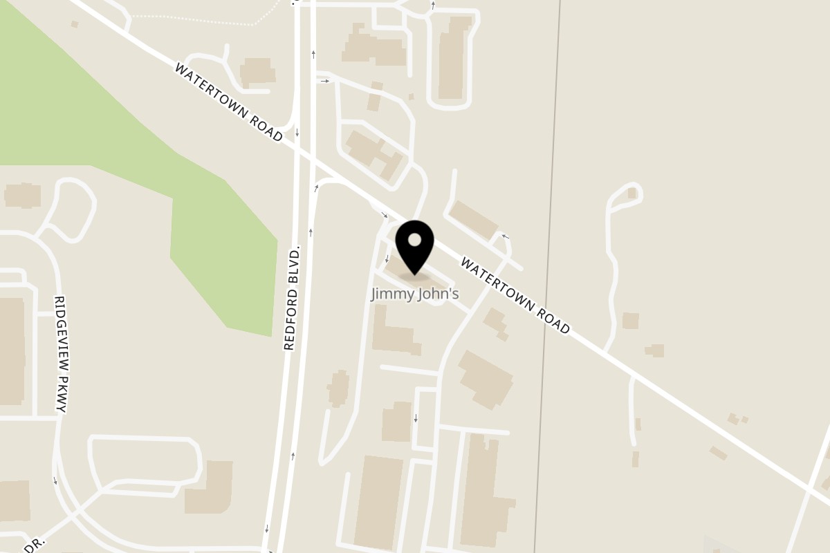 Map showing the location of The Crossings Restaurant on N20W22951 Watertown Rd in Waukesha